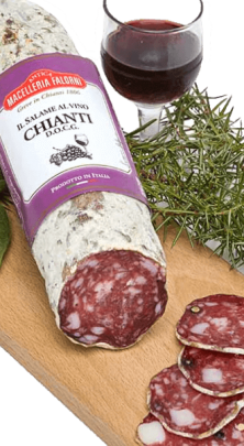 Salame al vino Chianti DOCG Macelleria Falorni - Salami mit Chianti Wein DOCG Salame al vino Chianti DOCG Macelleria Falorni - Salami mit Chianti Wein DOCG