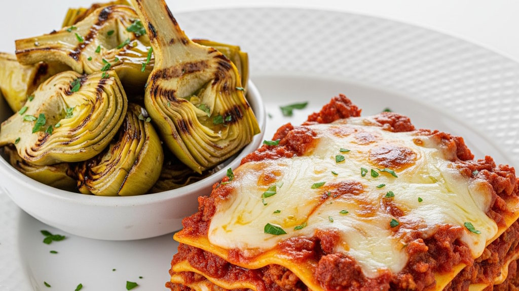 Was passt zu Lasagne? Die besten Beilagen aus Italien Lasagne mit Artischockenherzen als Beilage