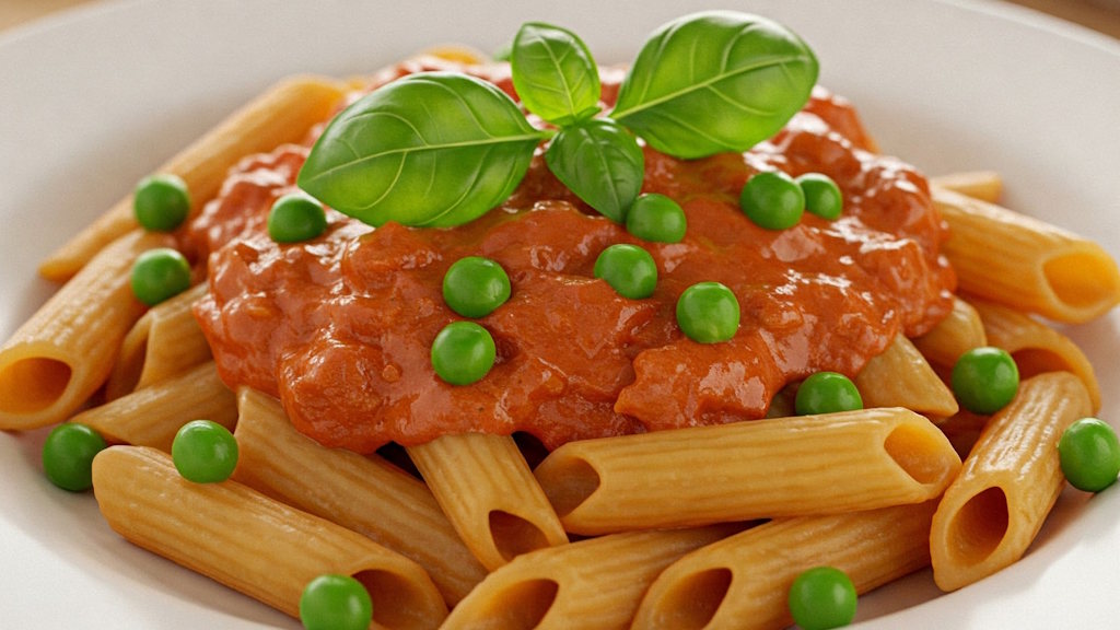 Proteinreiche Pastasauce mit grünen Erbnsen und Basilikum
