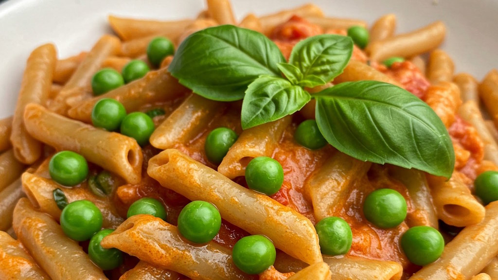 Proteinreiche Pasta-Sauce auf Penne aus Dinkel
