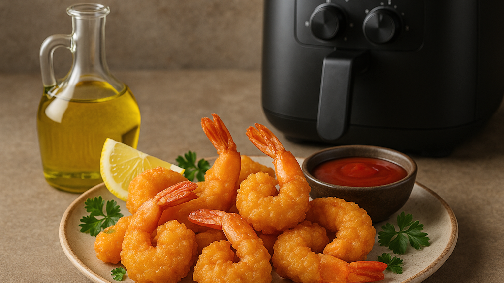 Olivenöl mit frittierten Gamberi aus der Heißluftfritteuse