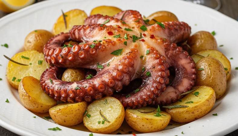 Oktopus mit Kartoffeln italienisch– das klassische Rezept aus dem Meer Oktopus mit Kartoffeln italienisch Gericht aus Neapel