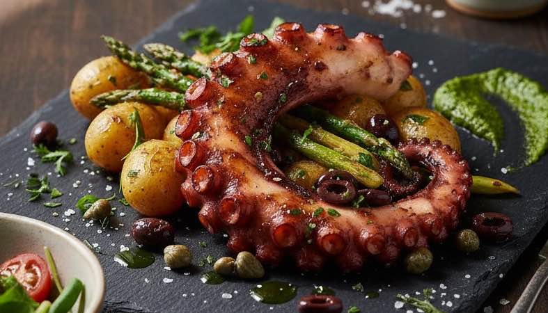 Oktopus mit Kartoffeln italienisch– das klassische Rezept aus dem Meer Oktopus mit Kartoffeln italienisch mit Kapern und Oliven