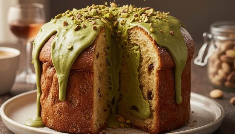 Panettone mit Pistaziencreme ein italienischer Klassiker
