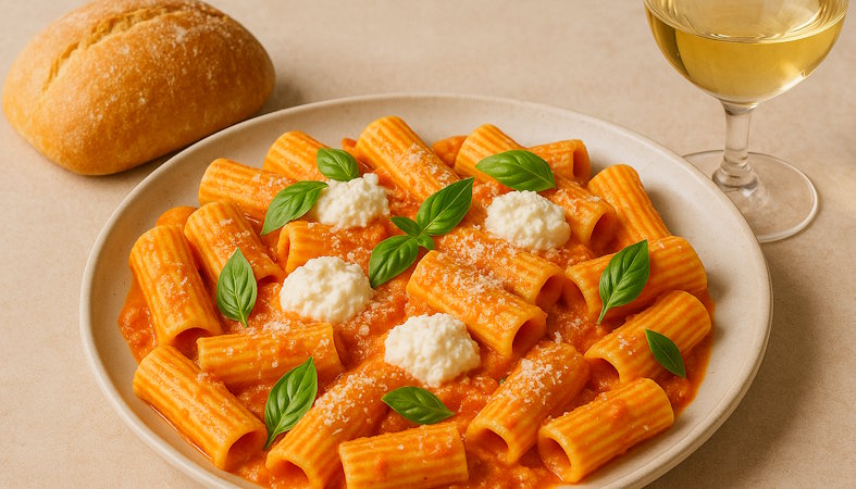 Pasta alla Ricotta – cremig, leicht und typisch italienisch Ciabatta mit Pasta alla Ricotta serviert klassisch italienisch