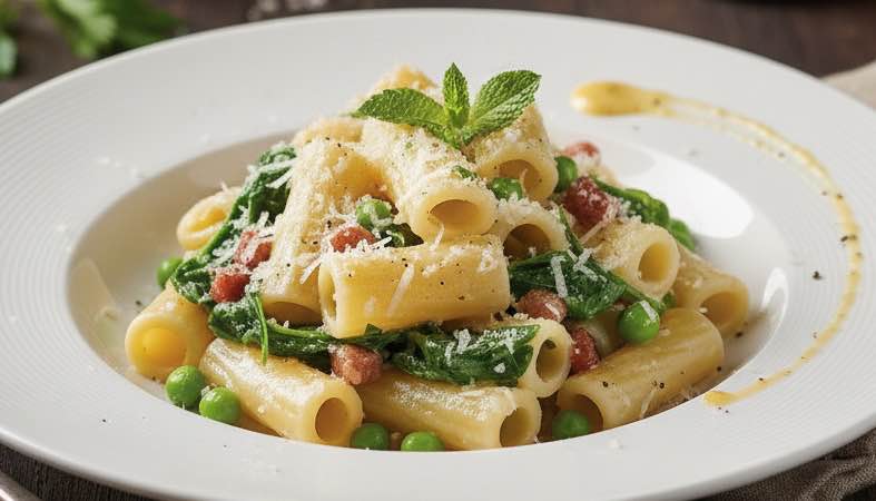 Pasta alla Pecorara – Rustikale italienische Pasta mit Pecorino Pasta alla Pecorara lecker angerichtet