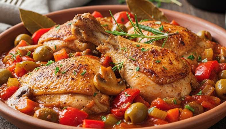 Traditionelles Pollo Cacciatora – das italienische Jägergericht voller Aroma Pollo Cacciatora leckeres Huhn