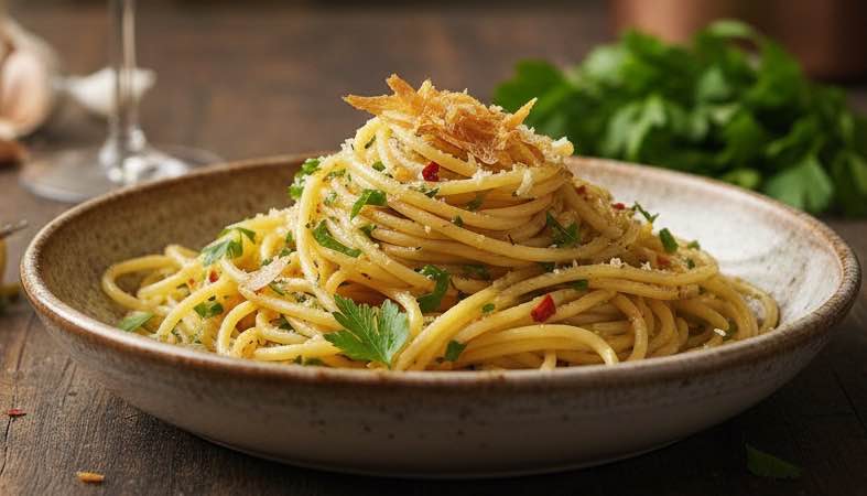 Spaghetti alla Bottarga: Spaghetti mit aromatischem Fisch Spaghetti alla Bottarga Gericht von der italienischen Küstenküche